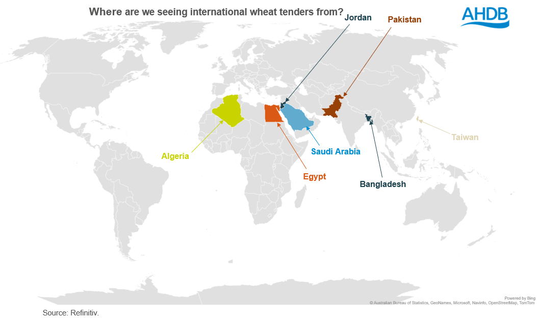 Map showing global grain tenders